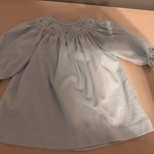 Light Blue Smocked Long-Sleeve Top for Baby girl